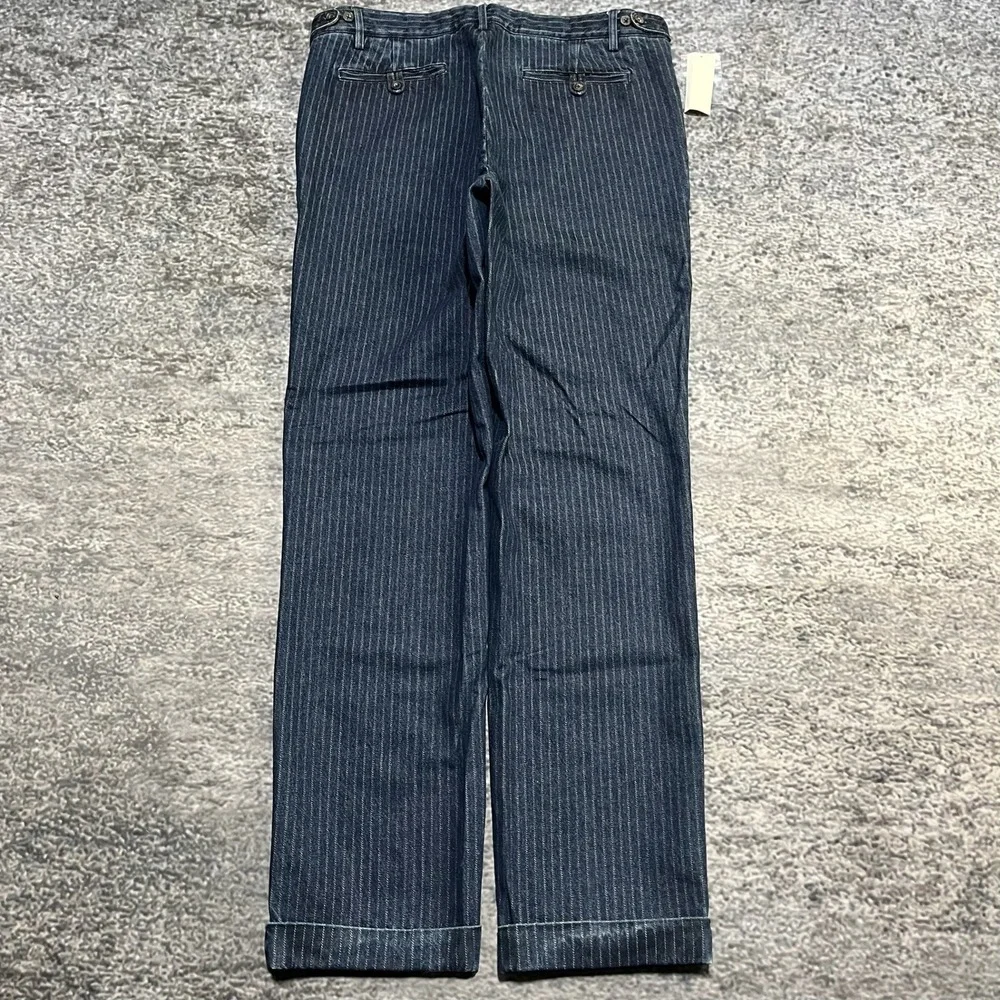 NWT Polo Ralph Lauren Pants Striped‎ Denim Mens 36x34 Blue Made In Italy